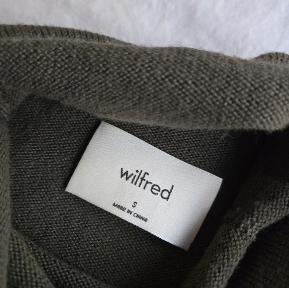 Aritzia Wilfred Cyprie Dress - Mockneck Wool Sweater Dress Forest Green - Picture 4 of 12